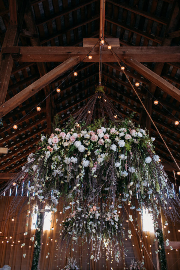 chandelier, hanging flowers, floral chandelier, Holly Chapple, Hope Flower Farm, DC wedding planner, Pamela Barefoot Events
