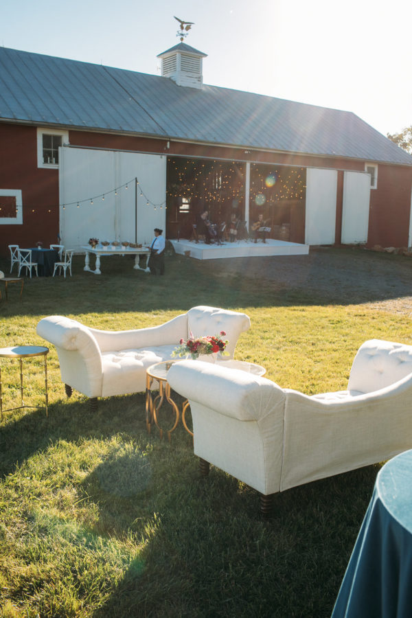 Hope Flower Farm, Pamela Barefoot Events, DC wedding planner, field party, barn, lounge furniture