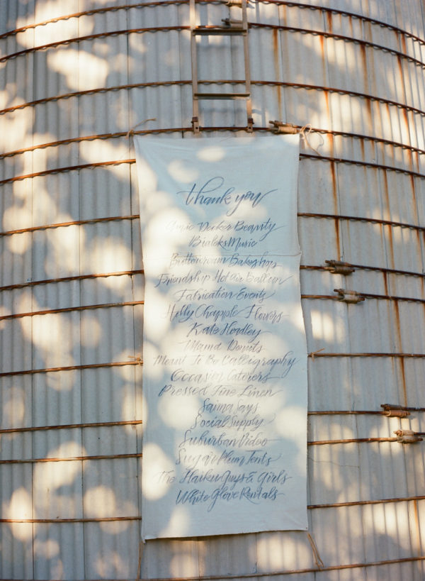 thank you, banner, silo, vendors, sign, calligraphy, pamela barefoot events