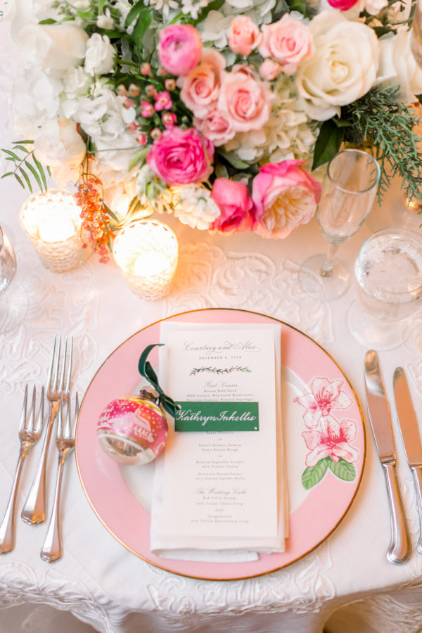 winter wedding inspiration, Christmas wedding, wedding designer, wedding planner dc, style me pretty, pink wedding inspiration, wedding table, Pamela Barefoot Events, Perry Vaile, Holly Chapple