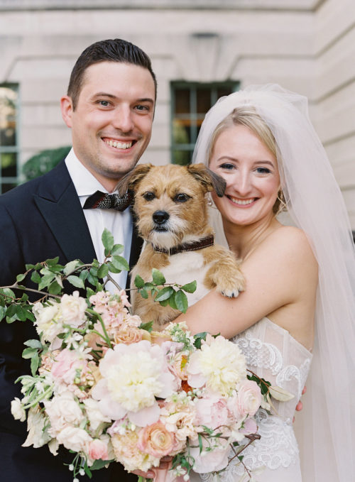 wedding sparrow, pamela barefoot events, bride and groom, wedding dog, wedding planner DC, Anderson House wedding
