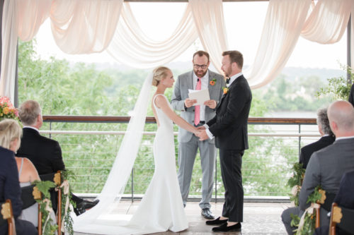 wedding ceremony, wedding backdrop, District Winery wedding, Pamela Barefoot events, bride and groom