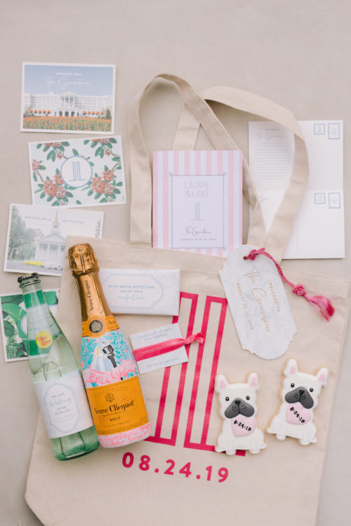 welcome bag, hand painted bottle, personalized cookies, wedding monogram, summer wedding