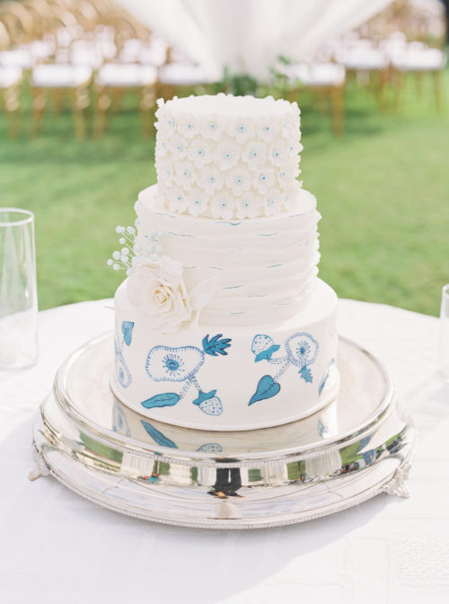 wedding cake, blue cake, handpainted wedding cake, Florida wedding, Rosemary Beach wedding, India Amory wedding, Pamela Barefoot Events 