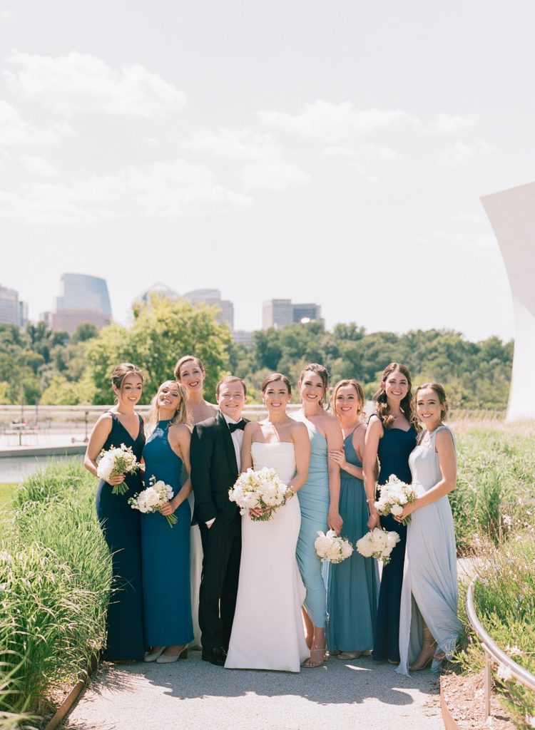 bridesmaids, blue wedding, summer wedding, DC wedding, Kennedy Center wedding photo 