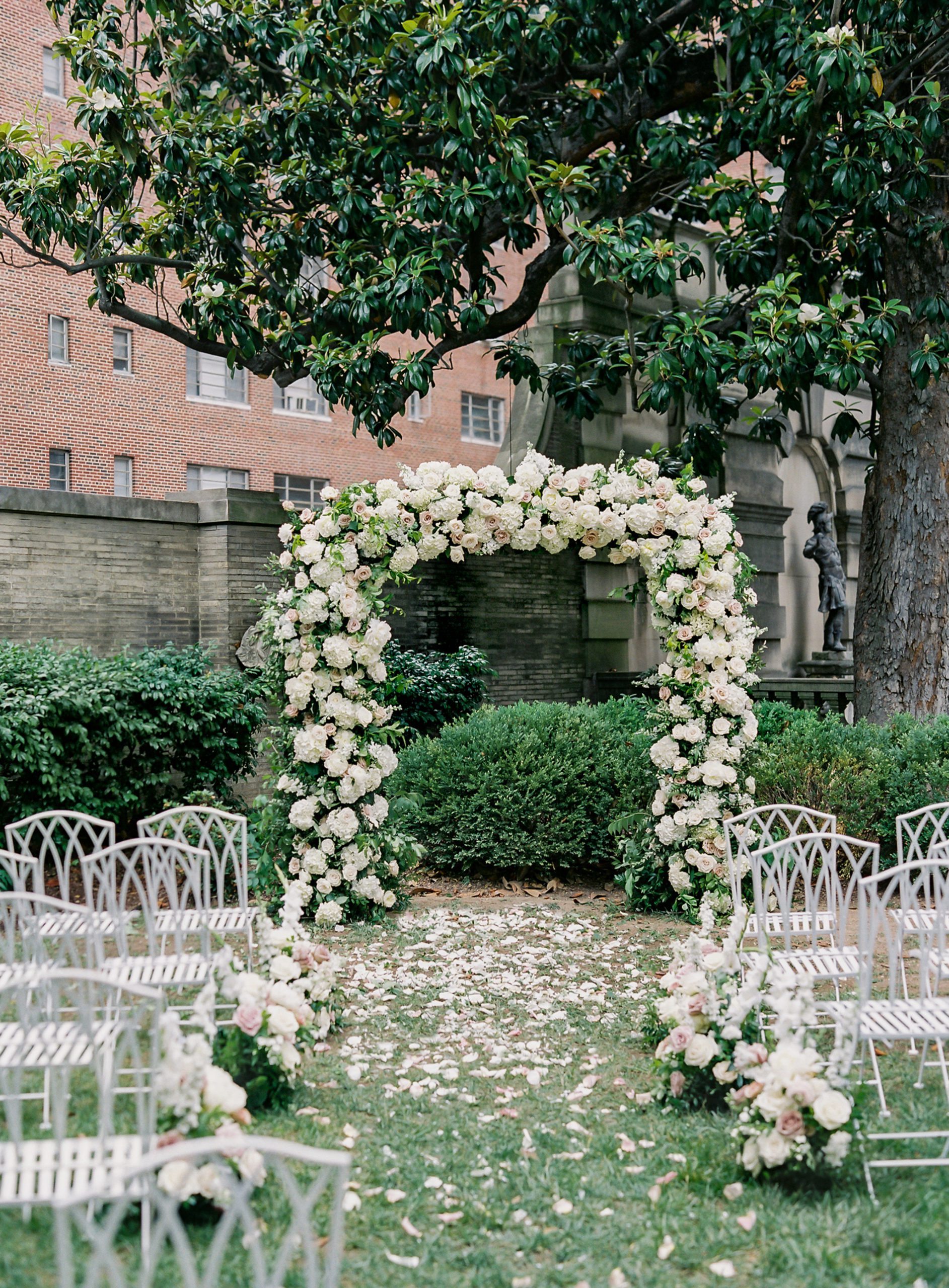 wedding arch, wedding ceremony, wedding alter, wedding flowers, elegant wedding, DC wedding venue
