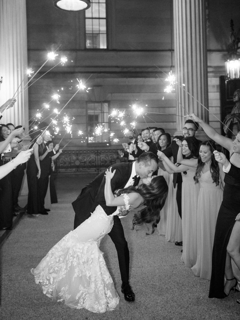 wedding exit, wedding sparklers, wedding dress, kiss, bride and groom, just married, wedding ideas